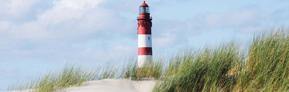 Der Leuchtturm von Amrum zwischen den Dünen